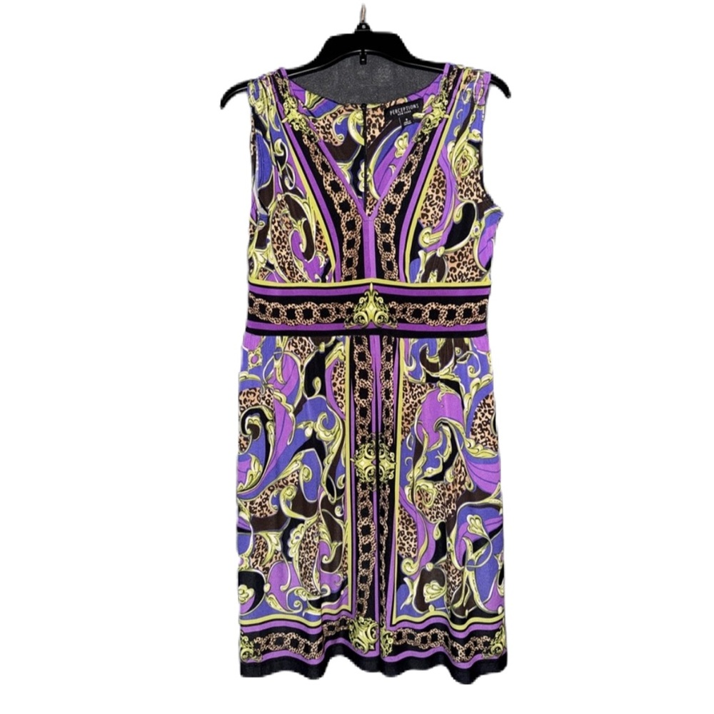 Perceptions Vibrant Purple and Black Sleeveless Midi Dress Size 8
